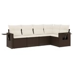 vidaXL Salon de jardin avec coussins 5 Pièces marron résine tressée