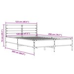 vidaXL Cadre de lit chêne marron 120x200 cm bois d'ingénierie et métal