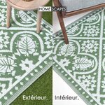 Tapis extérieur terrasse réversible - Tapis de jardin imperméable et résistant UV - Motif carrelage - Vert - 182x122 cm - HOMESCAPES