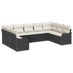 vidaXL Ensemble de canapé de jardin 9 pièces avec coussins en rotin noir