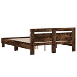 vidaXL Cadre de lit avec tête de lit et LED chêne fumé 150x200 cm