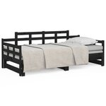 vidaXL Lit coulissant Noir Bois de pin solide 2x(90x200) cm