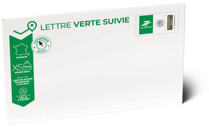 Prêt-à-Poster - Lettre verte suivie - XS - Pochette cartonnée 26 x 16,5 cm – épaisseur 3 cm