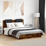 vidaXL Cadre de lit tête de lit et lumières LED chêne fumé 120x190 cm
