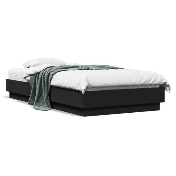vidaXL Cadre de lit sans matelas noir 75x190 cm bois ingénierie