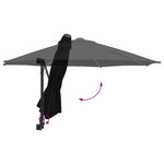 vidaXL Parasol de terrasse Noir Polyester  Acier enduit de poudre Grand
