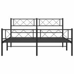 vidaXL Cadre de lit métal sans matelas avec pied de lit noir 135x190cm