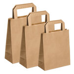 Lot de 250 sacs cabas en papier kraft brun marron havane avec poignée plate 180 x 80 x 220 mm 3 Litres résistant papier 80g/m² non imprimé