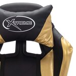 Chaise fauteuil siège pivotante de bureau informatique étude de jeux vidéo avec LED RVB Doré et similicuir multicolore 02_0024205