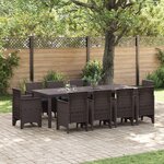 vidaXL Ensemble de salle à manger jardin 11 pièces avec coussins marron en poly rattan