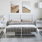 vidaXL Cadre de lit métal sans matelas et pied de lit blanc 150x200 cm