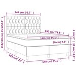 vidaXL Sommier à lattes de lit et matelas et LED Taupe 140x190cm Tissu