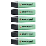 Surligneur BOSS ORIGINAL Pastel Pointe Biseautée 2 - 5 mm Vert pastel x 6 STABILO