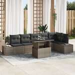 vidaXL Ensemble de canapé de jardin 7 pièces avec coussins gris en poly rotin