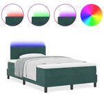 vidaXL Lit à ressorts avec matelas & LED Vert foncé 120x190 cm Velours