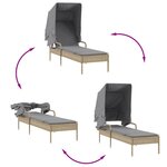 vidaXL Chaise longue avec auvent et table beige résine tressée
