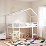 vidaXL Lit superposé avec échelle et toit sans matelas blanc 80x200 cm