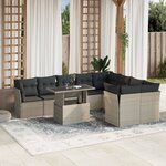 vidaXL Salon de jardin avec coussins 10 Pièces gris clair résine tressée