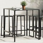 vidaXL Table de bar noir 100x100x110 cm acier enduit de poudre