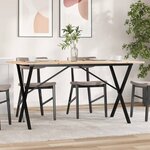 vidaXL Table à manger cadre en X 140x80x75 cm bois de pin massif fonte