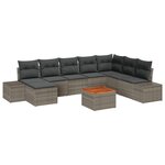 vidaXL Ensemble de Canapé de Jardin de 9 Pièces avec Coussins Gris Poly Rattan