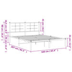 vidaXL Cadre de lit métal sans matelas et tête de lit noir 160x200 cm