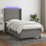 vidaXL Sommier à lattes de lit matelas LED Gris foncé 100x200 cm Tissu