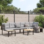vidaXL Salon de jardin avec coussins 5 Pièces noir acier enduit de poudre
