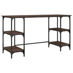 vidaXL Bureau chêne marron 140x50x75 cm métal et bois d'ingénierie