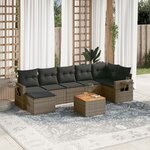 vidaXL Salon de jardin 8 Pièces avec coussins gris résine tressée