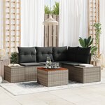 vidaXL Ensemble de 5 Pièces de Canapé de Jardin avec Coussins Gris Poly Rattan Acacia