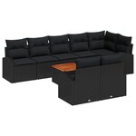 vidaXL Ensemble de canapé jardin 9 pièces avec coussins Noir Poly Rotin Acacia