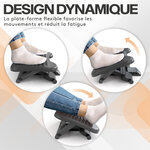 ACROPAQ Repose Pied Bureau ergonomique Antidérapant- Fonction de massage- 3 hauteurs réglables- Réglage de l'angle de l'inclinaison