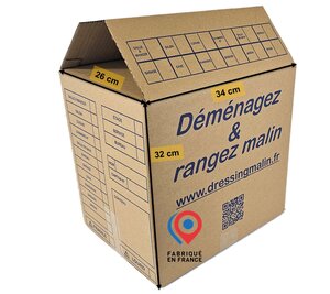 Lot de 20 Cartons Livres 34x26x32 cm + 1 Rouleau Adhésif 68m – Cartons Déménagement Robustes   Fabriqués en France   Carton de Livraison  Stockage  Emballage Multi-Usage