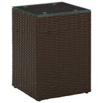 vidaXL Table d'appoint dessus verre Marron 35x35x52 cm Résine tressée