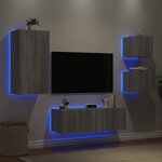 vidaXL Meuble TV muraux 4 Pièces avec lumières LED sonoma gris