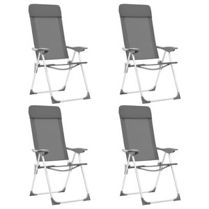 vidaXL Chaises de camping pliables 4 Pièces Gris Aluminium