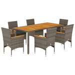 vidaXL Ensemble à manger de jardin et coussins 7 Pièces gris rotin acacia