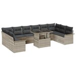 Ensemble de canapés de jardin 11 pièces vidaXL avec coussins gris clair en polyrotin