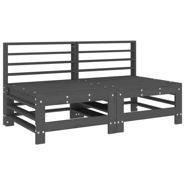 vidaXL Canapés centraux de jardin 2 Pièces gris bois de pin massif