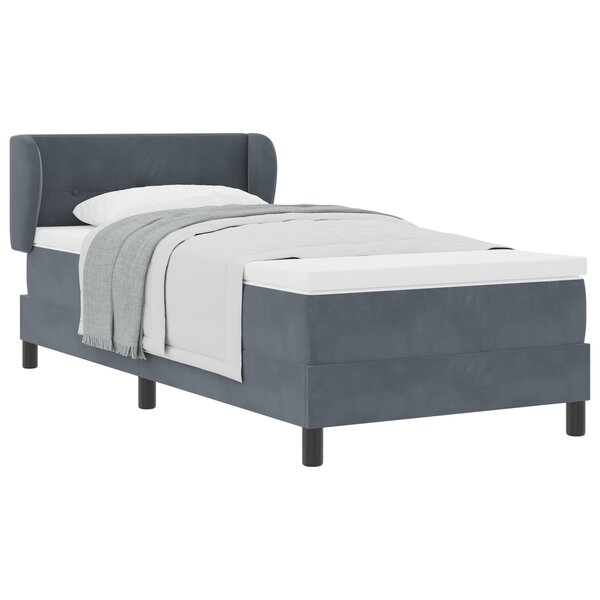 Lit à ressort vidaXL avec matelas gris foncé 90x190 cm en velours