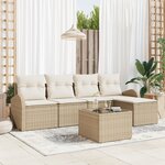 vidaXL Ensemble de canapé de jardin de 6 pièces avec coussins en poly rattan marron