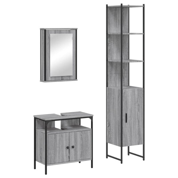 vidaXL Ensemble de meubles de salle de bain 3 Pièces Sonoma gris