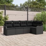 vidaXL Ensemble de canapé de jardin de 5 pièces avec coussins en poly rattan noir