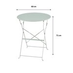 Set bistrot 2 personnes - Table ronde 60 cm avec 2 chaises - Acier  thermolaqué - Vert Céladon