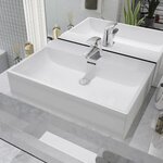 vidaXL Vasque avec trou de robinet en céramique Blanc 60 5x42 5x14 5cm