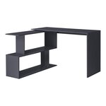 Bureau gigogne design avec partie étagère bureau de coin extension panneau de particules mélaminé 77 x 120 x 50 cm gris foncé 03_0004708