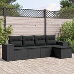 vidaXL Salon de jardin 5 Pièces avec coussins noir résine tressée