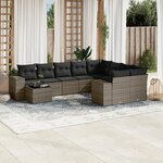 vidaXL Salon de jardin avec coussins 10 Pièces gris résine tressée
