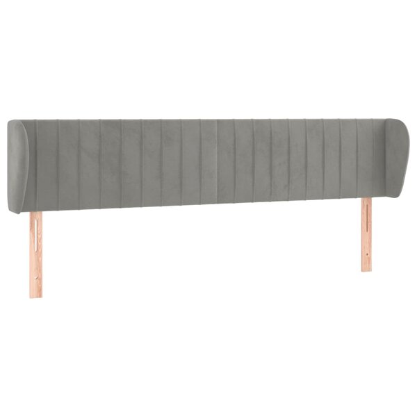 vidaXL Tête de lit avec oreilles Gris clair 163x23x78/88 cm Velours